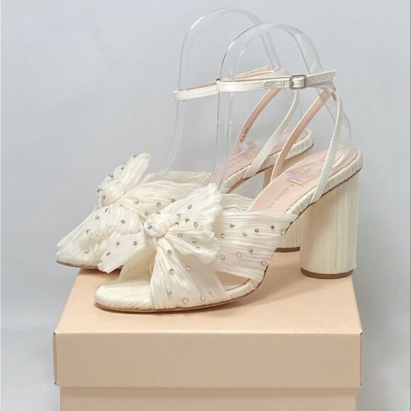 Loeffler Randall Camellia Pearl Rhinestone Bow Heel Sandals size 6.5 - Picture 11 of 13